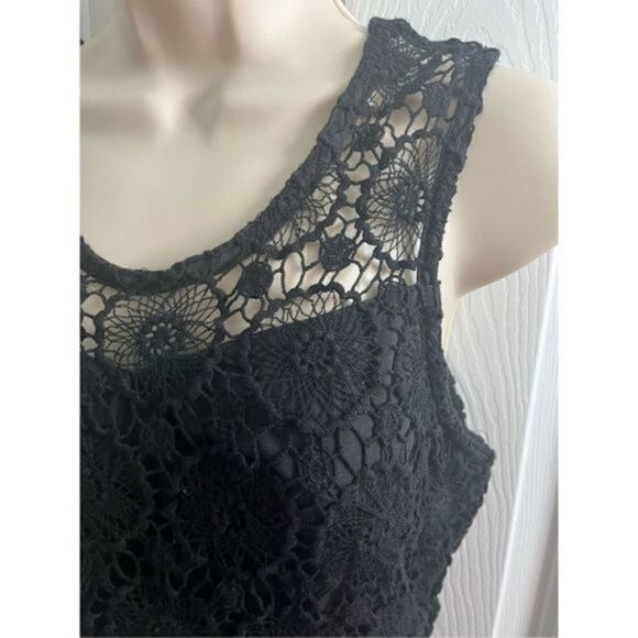 Mud Pie Black Sleeveless Lace Crochet Dress Size XS Wednesday Addams vibes - Picture 2 of 5